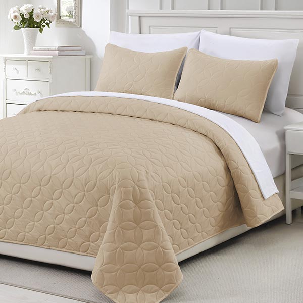 Cubrecama de 3 piezas Full Queen beige