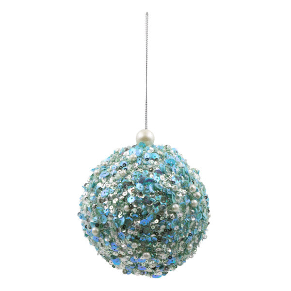 Esfera con lentejuelas celeste 11cm
