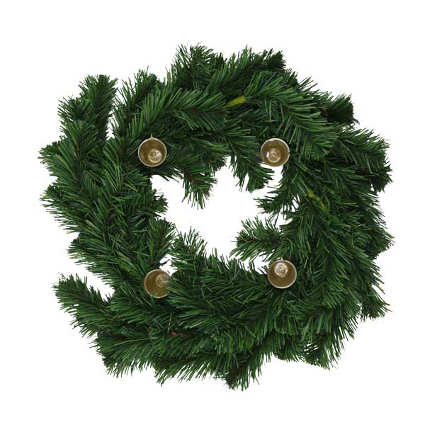 Corona verde con portacandelas 36cm