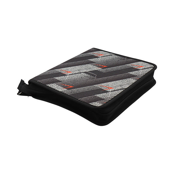 Portafolio con zipper estampado negro 29x33x6 centimetros