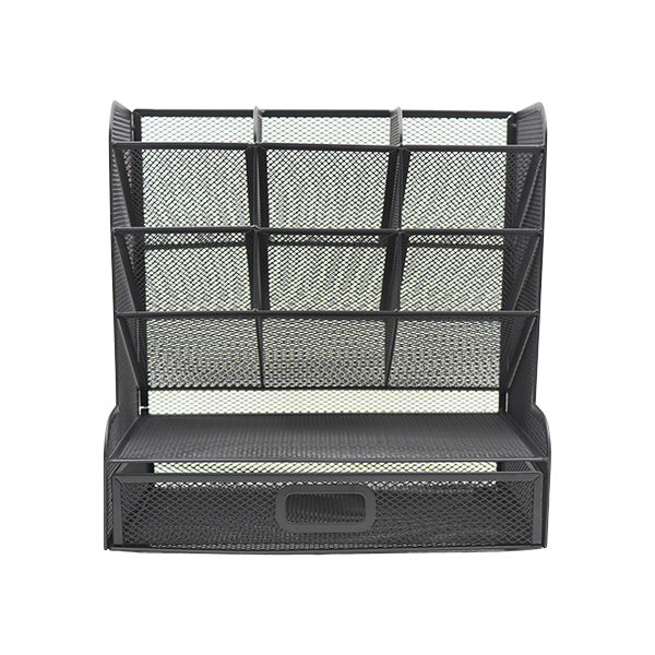 Organizador para escritorio malla negra con gaveta