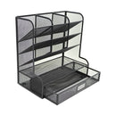 Organizador para escritorio malla negra con gaveta