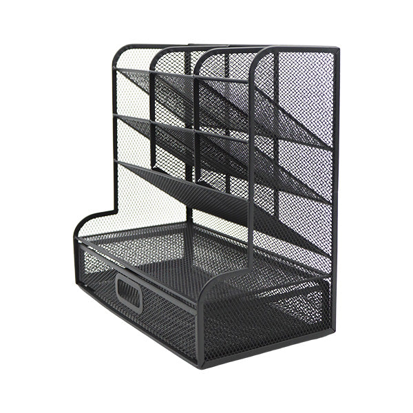Organizador para escritorio malla negra con gaveta