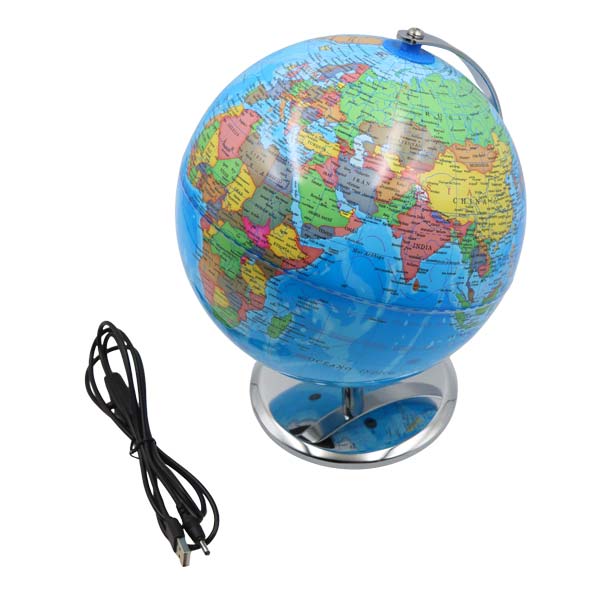 Globo terráqueo PVC con luz USB 20cm