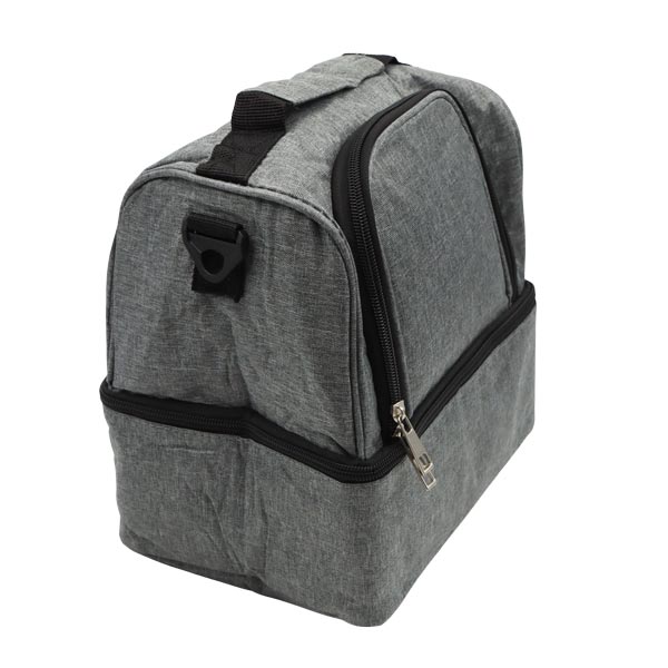 Lonchera color gris con doble zipper