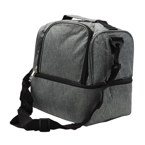 Lonchera color gris con doble zipper