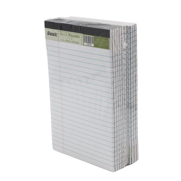 Block apuntes blanco 5x8" 12 unidades