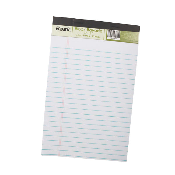 Block apuntes blanco 5x8" 12 unidades
