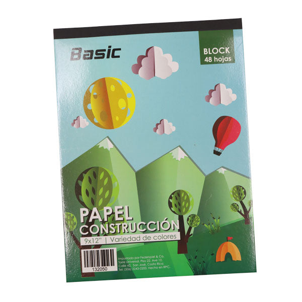 Papel construcciòn 9x12" 48 hojas Basic.