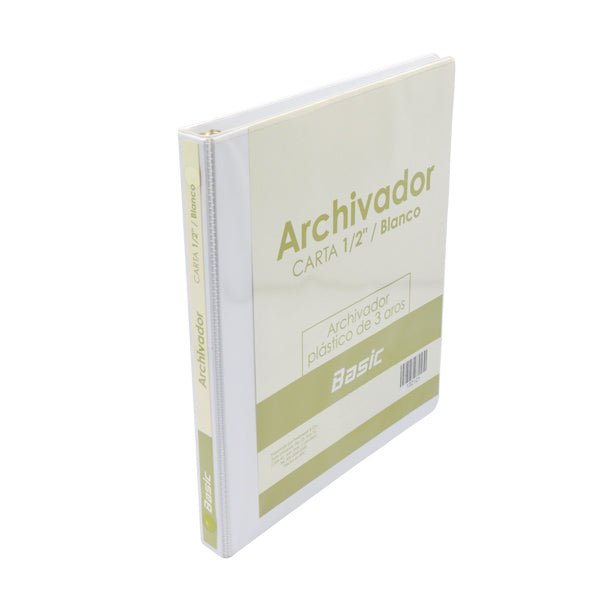 Portafolio 3 aros 1/2" color blanco Basic