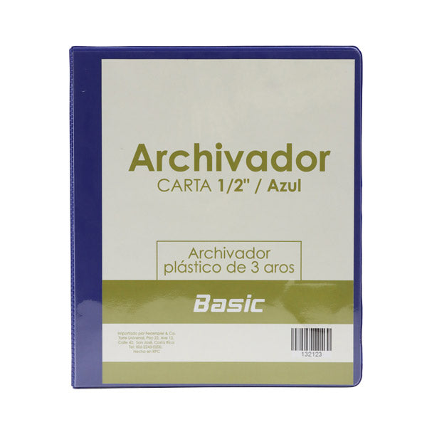 Portafolio 3 aros 1/2" color azul Basic