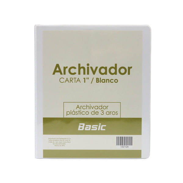 Portafolio 3 aros 1" color blanco Basic