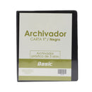Portafolio 3 aros 1" color negro Basic