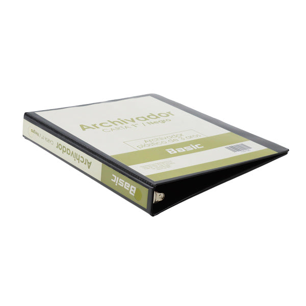Portafolio 3 aros 1" color negro Basic
