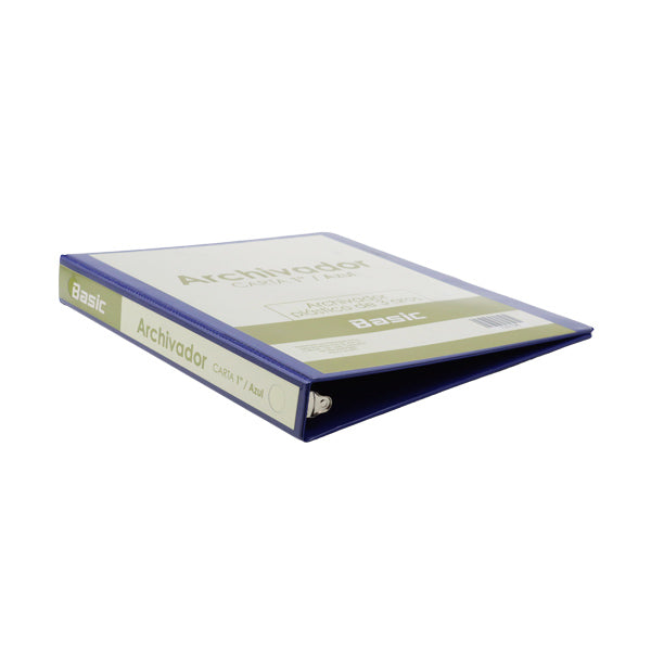Portafolio 3 aros 1" color azul Basic
