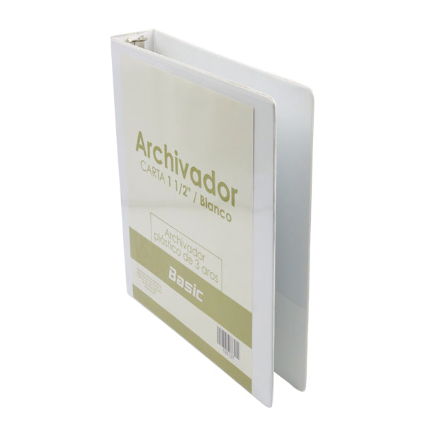 Portafolio 3 aros 1 1/2" color blanco Basic