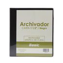 Portafolio 3 aros 1 1/2" color negro Basic