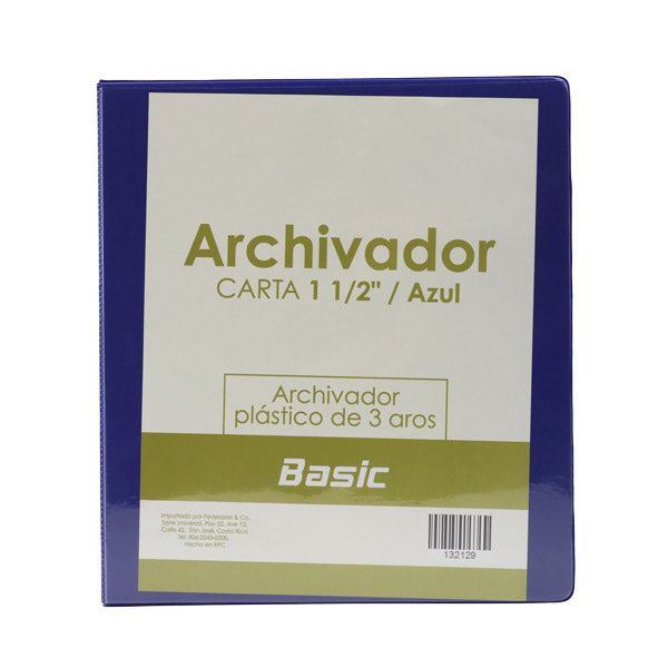 Portafolio 3 aros 1 1/2" color azul Basic