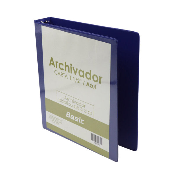 Portafolio 3 aros 1 1/2" color azul Basic