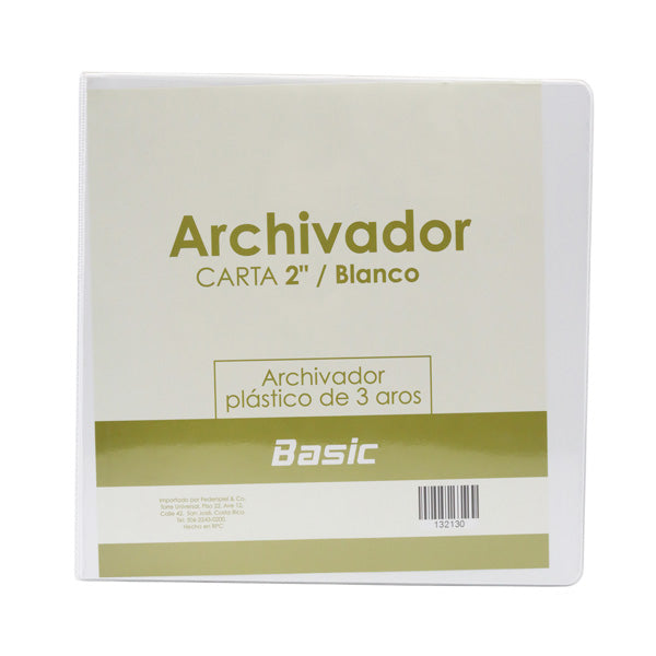 Portafolio 3 aros 2" color blanco Basic