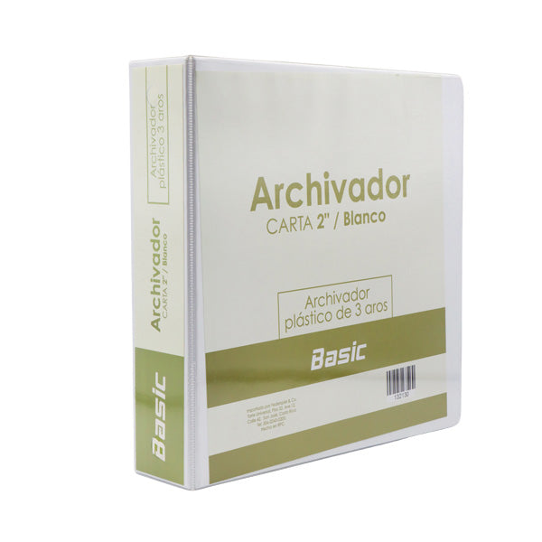 Portafolio 3 aros 2" color blanco Basic