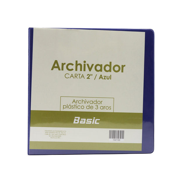 Portafolio 3 aros 2" color azul Basic