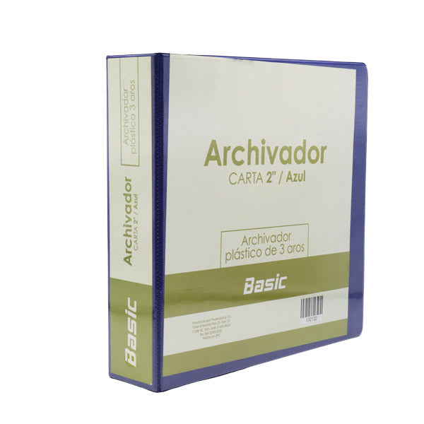 Portafolio 3 aros 2" color azul Basic