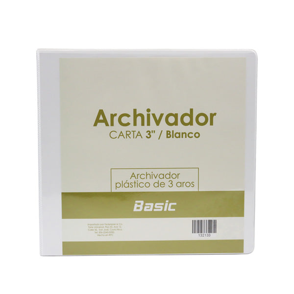 Portafolio 3 aros 3" color blanco Basic