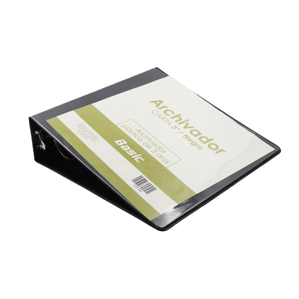 Portafolio 3 aros 3" color negro Basic