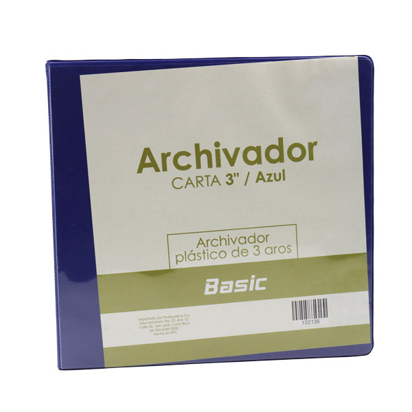 Portafolio 3 aros 3" color azul Basic