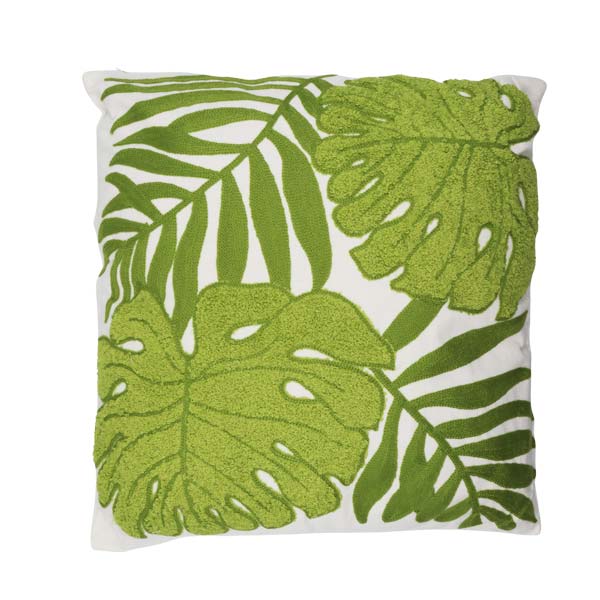 Cojín decorativo hojas verdes