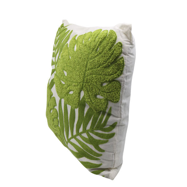 Cojín decorativo hojas verdes