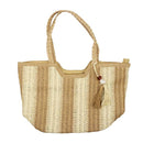 Bolso de playa de yute rayas caqui