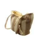 Bolso de playa de yute rayas caqui