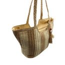 Bolso de playa de yute rayas caqui