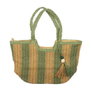 Bolso de playa de yute rayas verde