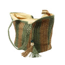 Bolso de playa de yute rayas verde