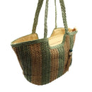 Bolso de playa de yute rayas verde