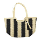 Bolso de playa de yute rayas negro