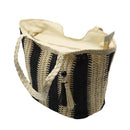 Bolso de playa de yute rayas negro