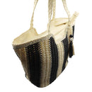 Bolso de playa de yute rayas negro