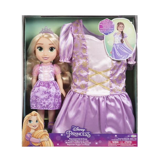 Muñeca y vestido princesa Rapunzel