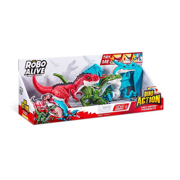 Figura 3 unidades Robo alive t-rex, raptor y pterodactyl robotic