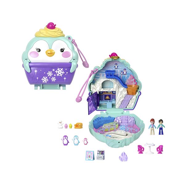 Polly pocket estuche pingüino nieve