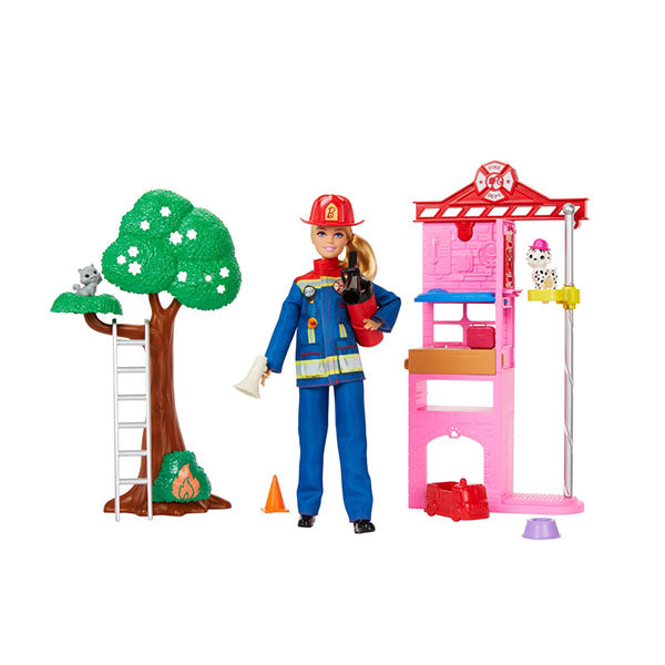 Barbie profesiones set de juego bombera al rescate