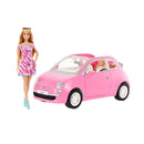 Barbie vehículo fiat rosa con muñeca