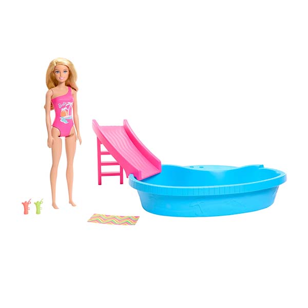 Barbie set de juego alberca glam con muñeca