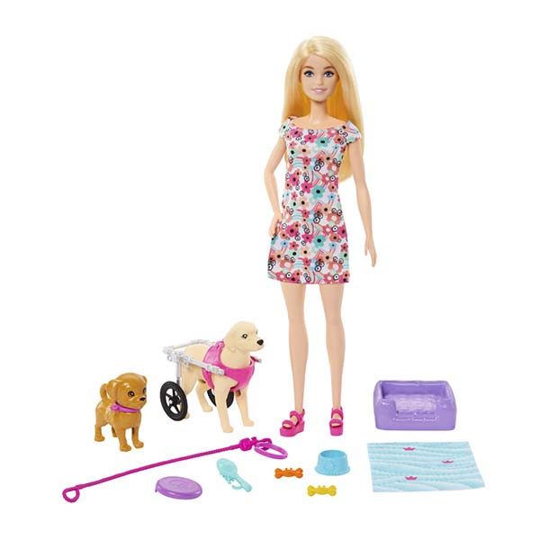 Barbie paseo perrito con silla de ruedas