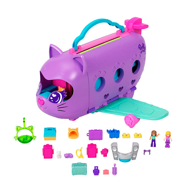 Polly Pocket set de juego de avión con gatitos
