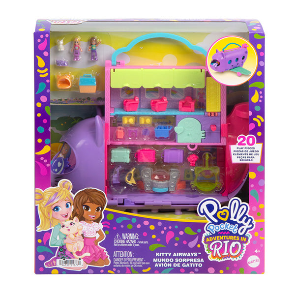 Polly Pocket Set de juego de avión con gatitos